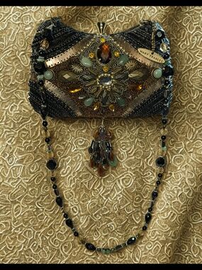 Mary Frances Victorian Handbag Black Bead Shoulder Bag RARE Handmade